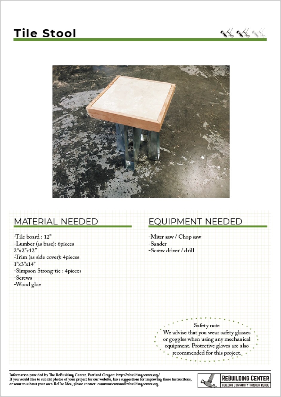 Creative ReUse guide of tile stool